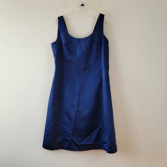 Kay Unger Longline Double Breasted Belted Jacket & Dress Set Navy Satin 14 - Picture 9 of 12